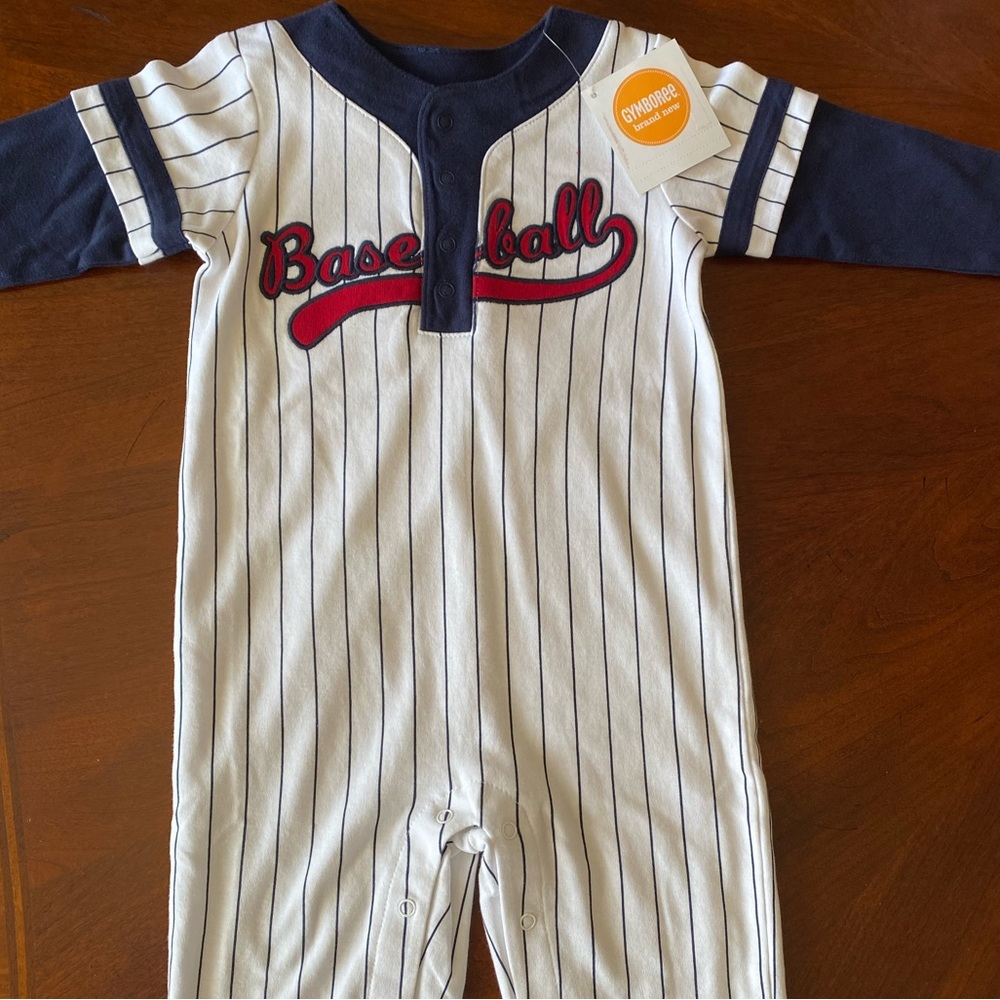 NWT Gymboree Little Boys Embroidered Baseball One Piece Romper 12-18 mos